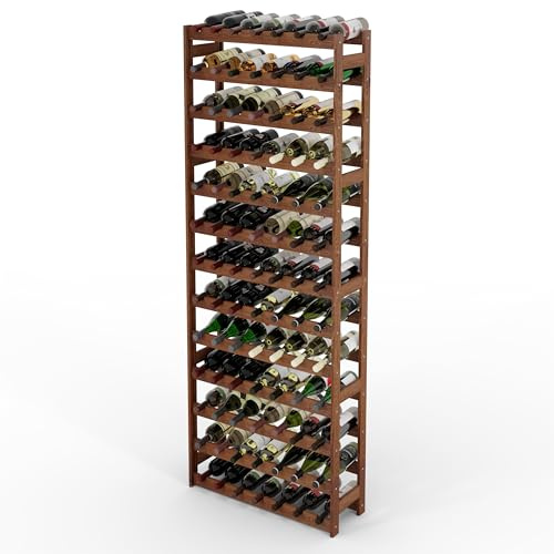 Lenmar Casier à vin en bois pour bouteilles, marron, RW-1, vin, porte-bouteilles, étagère de cave, étagères, porte-bouteilles RW-1-91, 198 x 72,5 x 25, 13 couchages, 91 bouteilles
