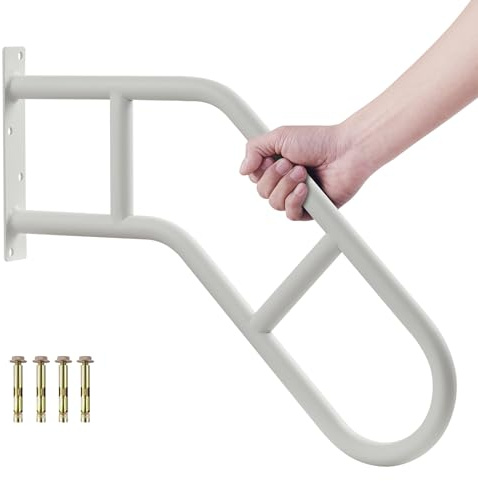 Joyofcife Hand Rails for Outdoor Steps & Elderly (Max 800LBS),U-Shape Wall Mount Stair Railing, Porch, Deck & Garden Grab Bar, Safety Handle for Garage,1 Pack,White