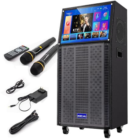 Outdoor party, singing and watching movies, supports Bluetooth mobile phone screencasting, WiFi live broadcast, connects to TV, portable smart karaoke all-in-one set with 2 microphones