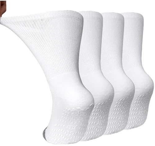 LOFIR Diabetic Socks for Men Women: Soft Extra Wide Top Socks - Non Elastic Loose Fit Gentle Cotton Seamless Padded for Swollen Feet and Ankles Size 6-14