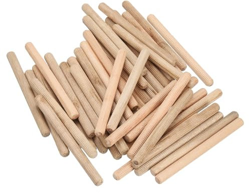 QUARKZMAN 100 tasselli in legno da 3/8 x 4-3/4, bastoncini di legno, perni di collegamento per mobili, tasselli in legno con scanalatura per artigianato, progetti fai da te