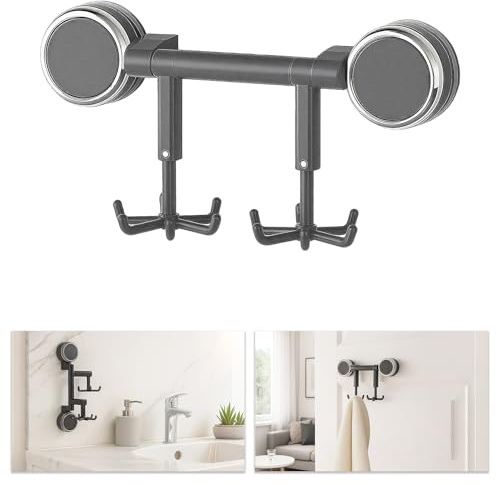 VinBee Kitchen Utensil Rack - Kitchen Utensils Holder with 12 Hanging Hooks for Hanging Knives, Pot and Pan, Bags on Living Room - Key Holder for Living Room,No Drill Space-Saving Tool Holder - Grey