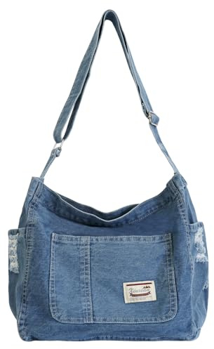 Ausing Bolso de Hombro de Mezclilla para Mujer Bolso de Compras Ligero