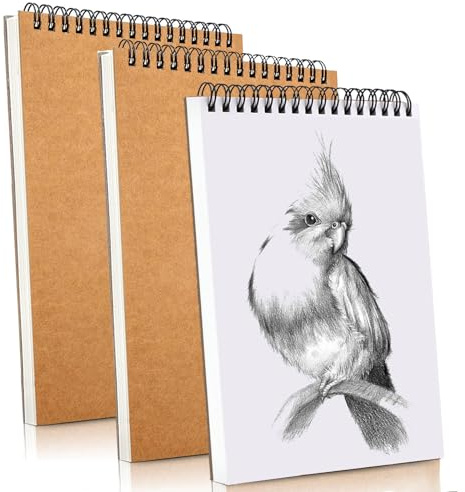 Bloc de bocetos, 3 cuadernos de dibujo A4 encuadernados en espiral, 60 páginas (30 hojas), libro de arte de 160 g/m², cuaderno de bocetos duradero sin ácidos para pintura, notas, graffiti y bloc de