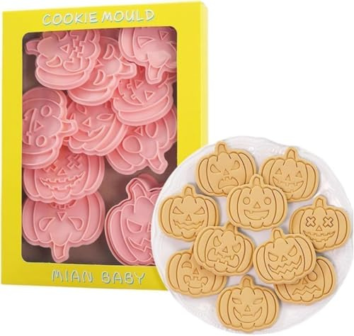 10 Stück Halloween Ausstecher,Groß Kürbis Ausstechförmchen,Halloween Keksausstecher,Kunststoff Ausstechformen Herbst,3D Plätzchen Ausstecher,Plätzchenformen für Kinder,Kinder Keksausstecher Set
