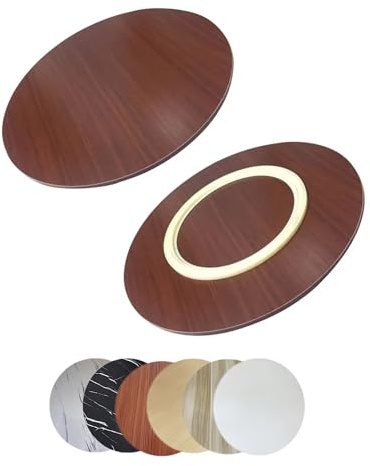 Plateau de service en acajou 50 cm – Assiette rotative pour grandes tables de salle à manger, plateau tournant à 360° pour cuisine, plateau de service rond, idéal pour le divertissement