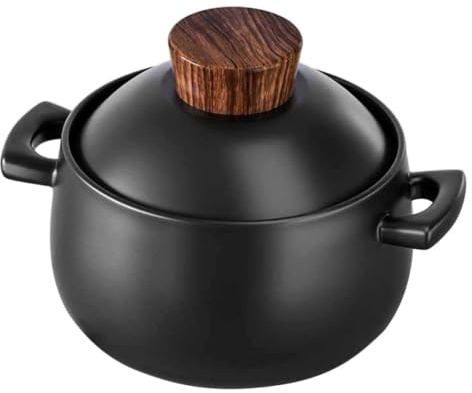 ROMISBABA Keramik Kochtopf Tajine Stil Hitzebeständiger Tontopf mit Deckel Bruchsicherer Schmortopf für Haushalt und Gasherd für Bibimbap Suppe und Eintopfgerichte