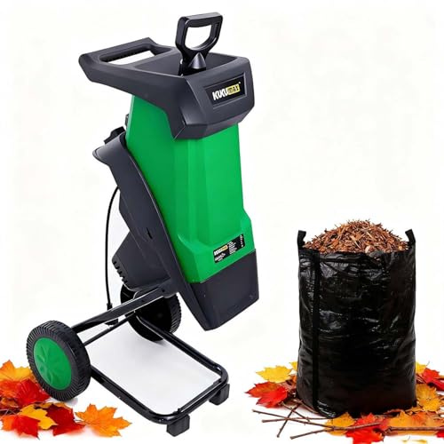 Trituradora De Jardín Eléctrica 2400W Con Bolsa De 50L, Biotrituradora Silenciosa Para Ramas De 40mm Con Motor 4500RPM Y Ruedas Resistentes Para Mantenimiento Y Compostaje Doméstico