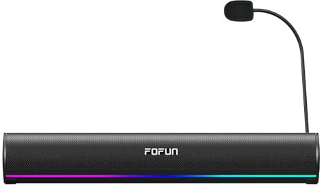 FOFUN 2-in-1 Gaming Soundbar mit Abnehmbares,USB Plug-and-Play Lautsprecher,3 EQ-Audiomodi,Bluetooth 6.0,10 RGB Speakers für PC,TV