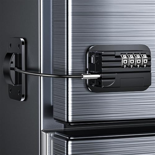Serrature per frigorifero a combinazione-blocco porta frigorifero sicurezza bambini per bambini e adulti - lucchetto codice di sicurezza Frigo adatto a finestre armadio cassetto (1 pezzo - nero)