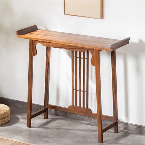 Mesa Consola Estrecha, Mesa de Consola Auxiliares de Nogal de 32 cm de Ancho, Consola de Entrada con Los Extremos Elevados, Ideales para la Entrada Del Salón o Pasillo(83*32*92cm/33*12*36in)