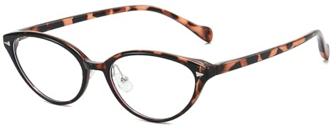 LJCZKA Katzenaugen Blaulichtfilter Brille Damen TR90 Ultraleichte Brille Ohne Stärke Cateye Klein Anti Müdigkeit, für PC, TV und Handy