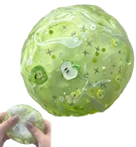 Rolig krispig stressboll, vaxknäckande Squishy Crunchy Squishy Stressboll, Grönt äppledoftande Fidget-leksak med stjärnglitter for ångestlindring, Barn Vuxna skrivbordsleksak(Green)