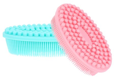 SHOWERORO Spazzola per Massaggio in Silicone Doppia Faccia per 2 Pezzi, Spazzola per Bagno e Stimolazione Tattile Sensoriale, la Pulizia Delicata della Pelle