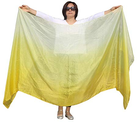 Winged Sirenny Handbemalter Bauchtanz Seidenschleier Farbverlauf 270×110cm, Leicht Elegant für Orientalischen Tanz, Auftritte, Fotoshootings & Bühnenperformances, Handrollierte Kanten