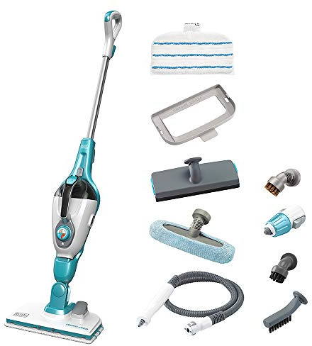BLACK+DECKER Balai vapeur avec nettoyeur à main, 1300W, 6 accessoires, 99,9% des Bactéries et Germes Tués sans Produit Chimique, Temps de Chauffe: 15 s, 500 ml, FSMH1321J-QS