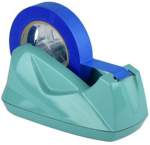 Acrimet Premium Desktop Klebebandabroller, Jumbo, Kunststoff, Rutschfeste Basis, (Hochbelastbar) (Grün Farbe) | Edelstahlklinge, passend für 12 mm (1/2 Zoll), 19 mm (3/4 Zoll) und 25 mm breite Klebebänder, inklusive 2,5 cm und 7,6 cm