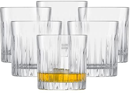SCHOTT ZWIESEL Whiskyglas Stage (6er-Set), geradliniger Tumbler für Whisky mit Relieff, spülmaschinenfeste Kristallgläser (Art.-Nr. 121555)