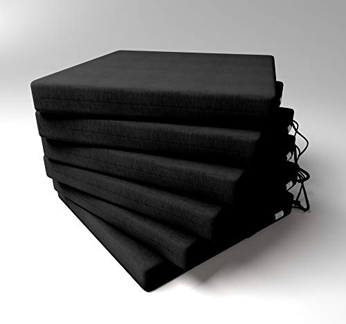 Market-Alley Stuhlkissen Sitzkissen mit Bänder für Gartenstuhl, Küche oder Esszimmerstuhl Stuhlauflage (124 Schwarz 40x40x4cm - 6er Set)