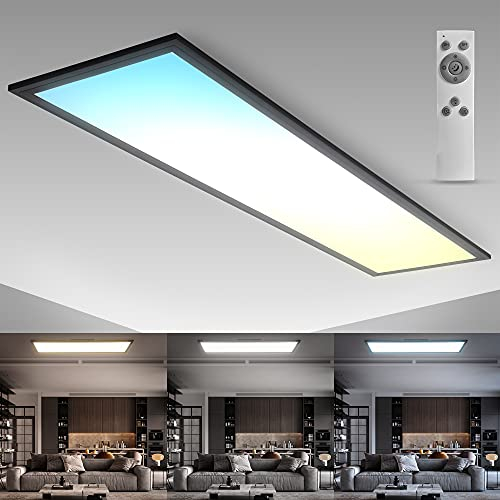 B.K.Licht Pannello LED, lunga 1m, Dimmerabile, Luce calda, neutra, fredda CCT, Telecomando incluso, 24W, 2.200Lm, timer, Luce notturna, 1000x250x65 mm