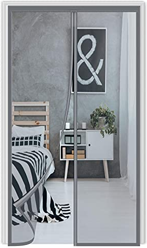 Magnet Fliegengitter Tür，70x210cm (27.55x82.67in) Balkontür Fliegengitter Tür ，Magnetisch Automatisches Schließen，für Balkontür Wohnzimmer Terrassentür ，Einfache Installation，Grau