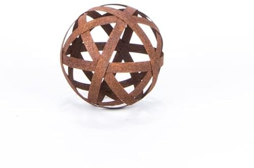 ecosoul Boule de décoration en métal rouillé avec bandes - Décoration de jardin - Diamètre : 30 cm