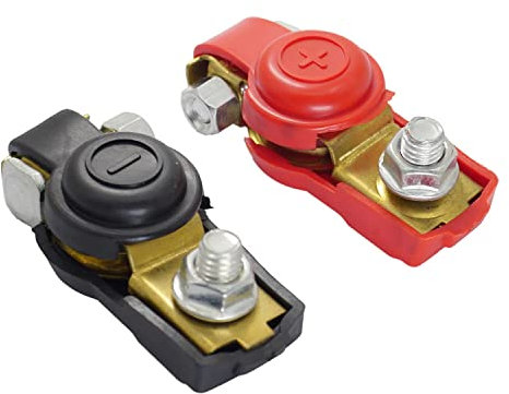 1 Pair Car Battery Terminal Connectors with positive & negative battery clamp 12V/ 24V/ 48V for Boat Truck Car Van Caravan Battery