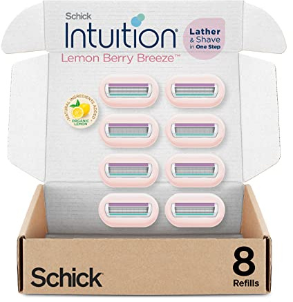 Schick Intuition Refill, Lemon Berry Breeze Razors for Women | Intuition Razor Blades Refill with Organic Lemon, 8 Count Razor Refills