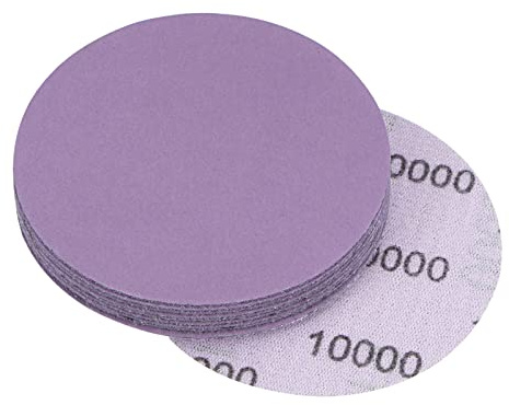 sourcing map 10Pcs 3-Inch Purple Sanding Discs 10000 Grits Hook and Loop Professional Aluminum Oxide Sand Paper Wet Dry Polish for Wood Metal Paint Finishing