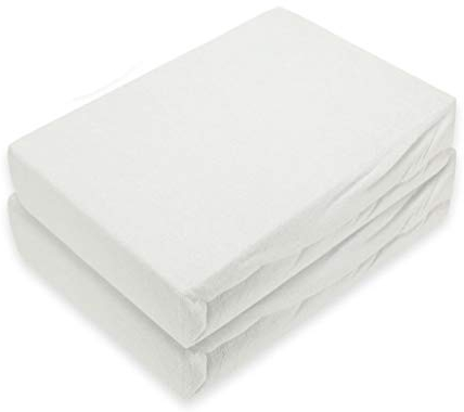 EXKLUSIV HEIMTEXTIL Doppelpack Marke Frottee Spannbettlaken Weiß 90 x 200 cm