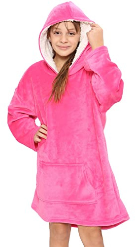 A2Z 4 Kids Hooded Snuggle Blanket Oversized Fleece Lounger Cow Print | Wearable Throw Kangaroo Pocket Cosy Warm Covering Children Relaxation