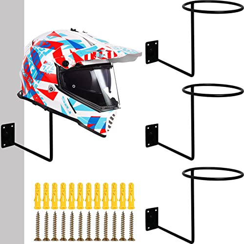 TiciKim Helmhalter Wand, Helm Halterung Wand,Wandhalterung Motorrad Helm Halter, Motorrad Zubehör für Motorradhelme, Jacke, Baseballhelme, Basketball (3 Stücke)