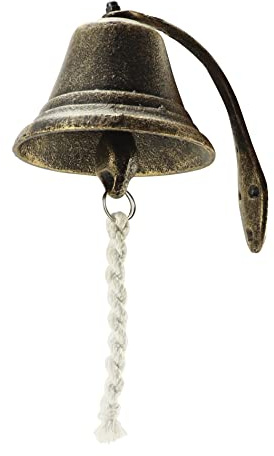 QWORK Cast Iron Vintage Hanging Bell – Loud Rustic Wall Bell for Farmhouse, Porch & Garden Entry