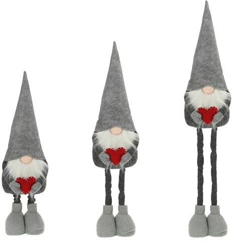 CREOLOGIC XXL-Wichtel Figur 130 cm · Wichtel Teleskopbeine · Weihnachtsdekoration Wichtel · Nordic Wichtel · Deko Wichtel · Dekorationsfiguren · Weihnachtswichtel Mann · Gnom (Wichtel Grau)