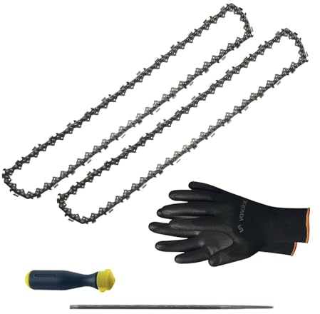 Kettensäge Zubehör - 2x Sägekette 40cm Picco Micro 3 Ersatzkette + Feilenheft mit Feile 4mm