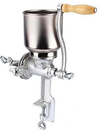 NirWa Molinillo de Grano Manual, Abrazadera de Mesa Molinillo de Grano de maíz Molinillo de manivela de Hierro Fundido Molinillo para moler nueces Especias Trigo Café Cocina casera Uso Comercial
