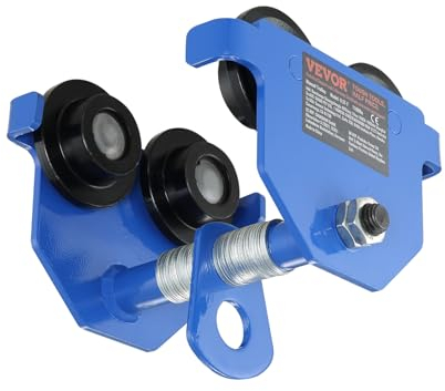 VEVOR Manual Trolley, 1100 lbs/0.5 Ton Load Capacity Push Beam Trolley with Dual Wheels, Adjustable for I-Beam Flange Width 2.5 to 5.5, Heavy Duty Alloy Steel Garage Hoist for Straight Curved I Beam