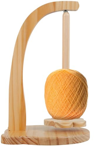 NZWBSHSSP Yarn Holder Wooden Yarn Spinner Sewing Spindle Thread Holder Rotating Magnetic Yarn Spinner Spindle Stable Yarn Ball Dispenser 320g Bearing Load for Knitting Crochet Lovers (Log Color)