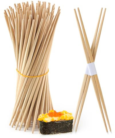 LOROTOCO 100Pairs Bamboo Chopsticks Disposable | Japanese | Sushi | Separated | Non Slip | Pointed Chopsticks-（9.45in）