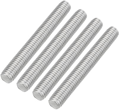 QUARKZMAN 4 Stück Gewindestangen, M8 x 60mm, 304 Edelstahl, Gewindestab mit metrischem Vollgewinde, M8-1.25 Gewindestift für Möbel- und Maschinenmontage