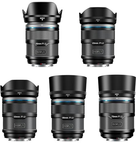 SIRUI Sniper 16mm, 23mm, 33mm, 56mm, 75mm Autofokus-Objektiv-Set, F1.2 Weitwinkel APS-C Kameraobjektiv, E Mount Objektiv für A6400, A6700, ZV-E10, FX3/30 (E Mount, Black)