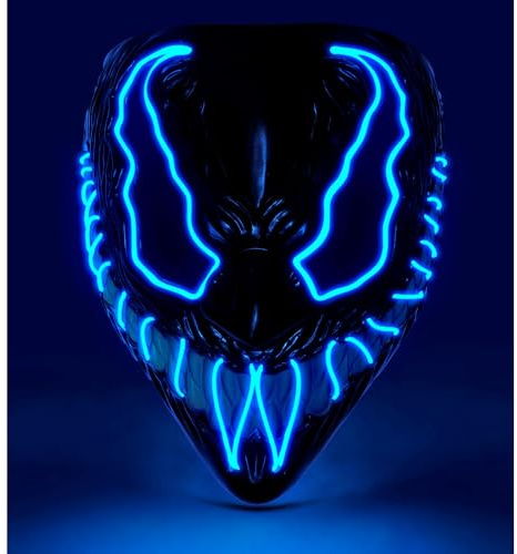 W WIDMANN MILANO Party Fashion - Masque LED monstre, visage lumineux, grimace effrayante, démon, Halloween