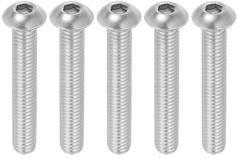 PATIKIL 5pz Viti a Testa Bombata con Esagono Incassato, 3/8-16x2-1/2 Acciaio Inossidabile 304 Bulloni Testa Cilindrica Esagono Incassato Viti Completamente Filettatura Completa Fine UNC