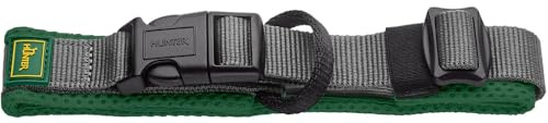 HUNTER Maldon Hundehalsband | Mesh & Nylon, lautlos & allergikerfreundlich, Zugentlastung, integriertes Adresslabel, Farbe: Grün, Größe: M