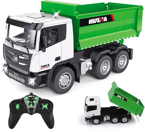 COIL RC LKW Ferngesteuert Kinder Muldenkipper 1:18 - RC LKW Baufahrzeug mit Sound und Lichteffekten, Robuste Bauweise, Interaktive Steuerung bis 25m Kinder, Technikbegeisterte