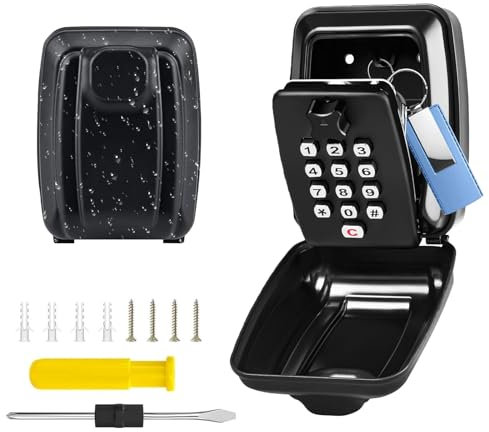 APKOL Schlüsseltresor mit Zahlencode Schlüsselkasten, Aussen Groß Schlüsselschloss mit 12 Stellig Schlüsselsafe Wandmontage Schlüsselbox mit Wasserdicht Abdeckung für Haus Büro Garagen Fabrik Schule
