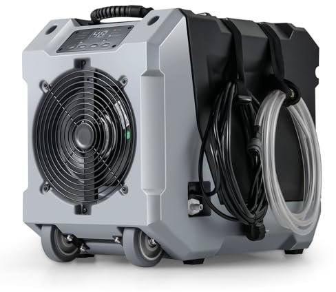 SOARS Déshumidificateur d'Air 85L/Jour, Déshumidificateur Électrique Commercial & Industriel avec Pompe d'Évacuation Automatique, Tuyau d'Évacuation, Minuterie 24H, pour Cave, Usine, Entrepôt (Gris)