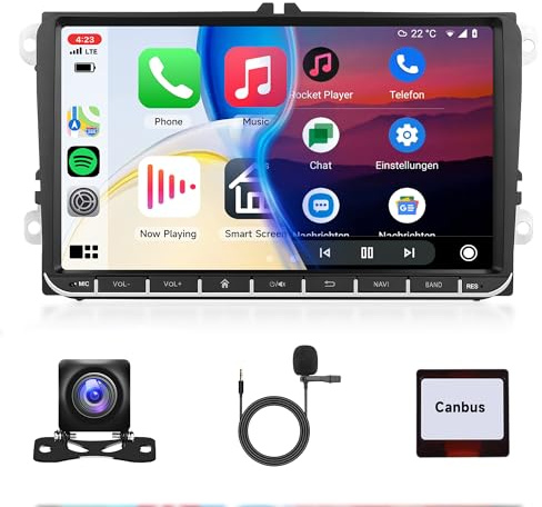 2G 64G Android 15 bilradio för VW Golf 5 6 Passat Jetta Caddy EOS T5 Tiguan Touran CC Polo 9 tums HD pekskärm bilradio med Carplay Android Auto Wireless GPS BT FM/RDS WiFi EQ backkamera
