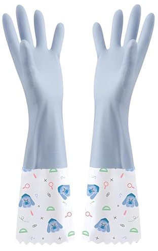 LHLZNB superior gloves medium - premium rubber washing up gloves for ultimate cleaning & dishwashing - durable, cotton-lined kitchen gloves medium & for comfort & protection (blue)