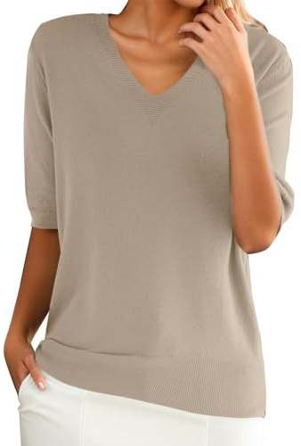 Cocila Camiseta Holgada de Manga Corta con Cuello para Mujer con Top con Parte Inferior de Punto Camisa Mujer Blusa Blanca Mujer Manga Corta Camiseta España Mujer